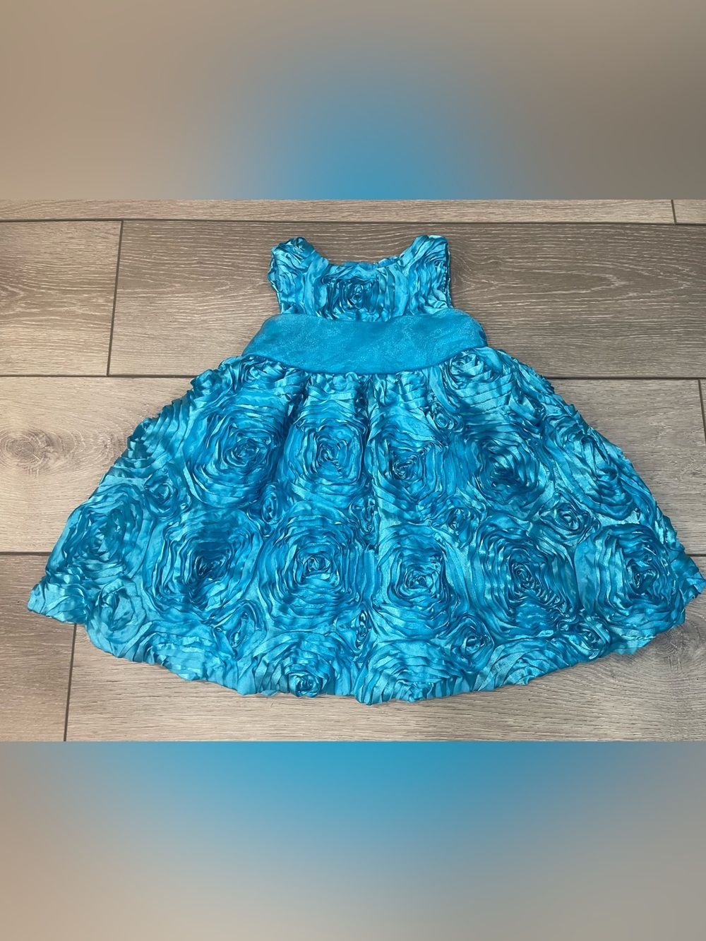 Girls' Aqua Rosette Formal Dress